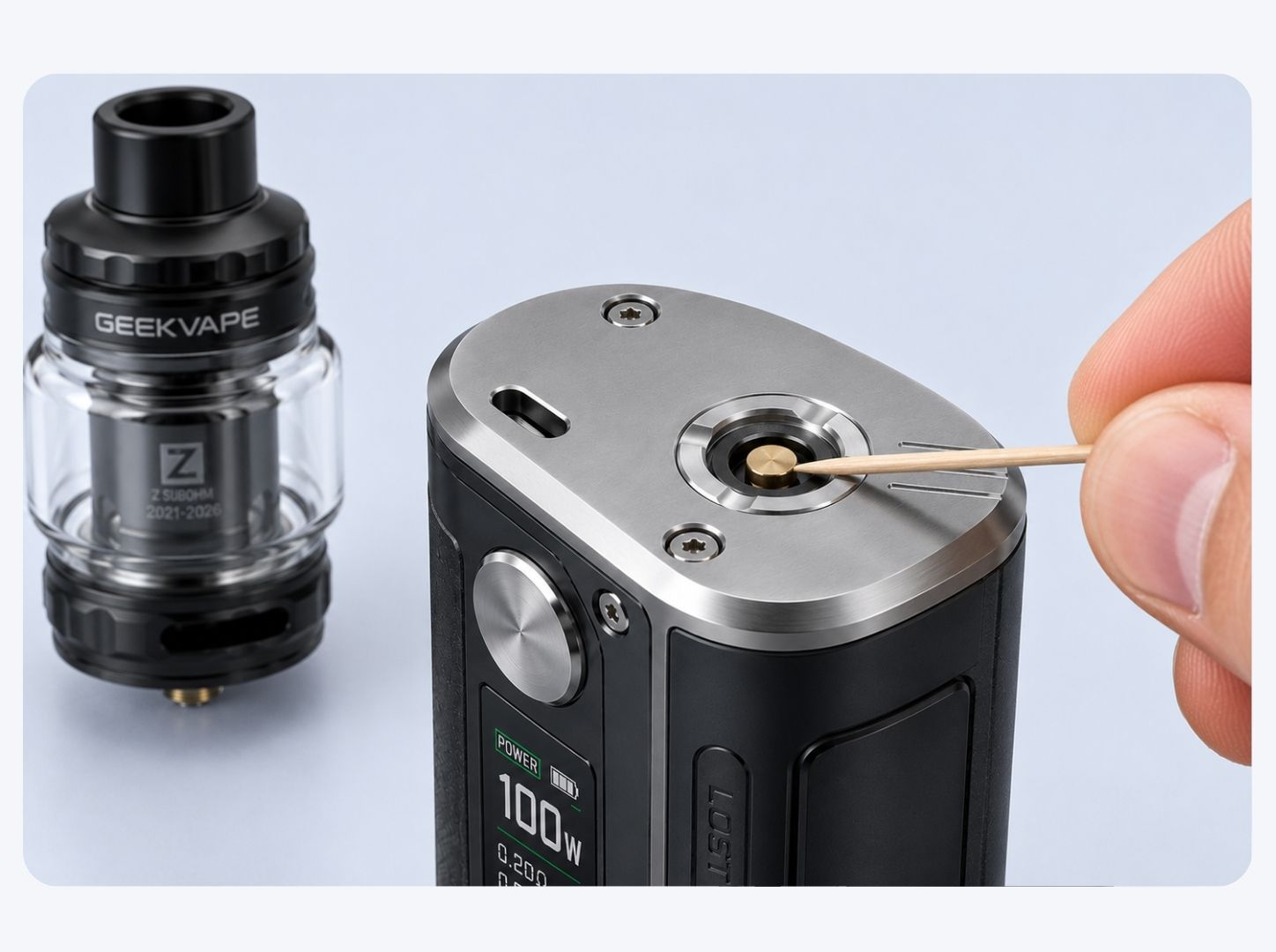 Nettoyer et sécher les contacts Remonter le pin de votre batterie pour retrouver la connexion avec votre clearomiseur